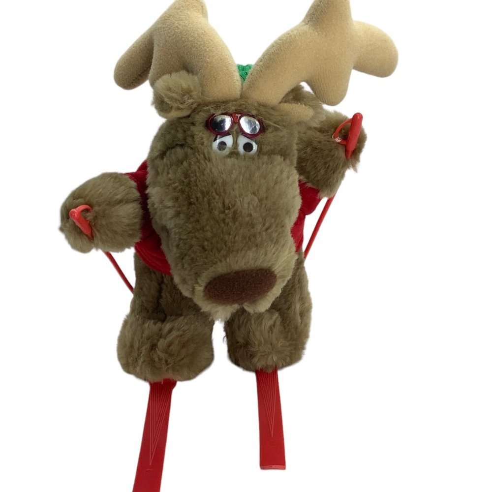 Vtg 1985 Mattel Emotions Skiing Reindeer Plush Stuffed Animal Toy 9 Inch Brown